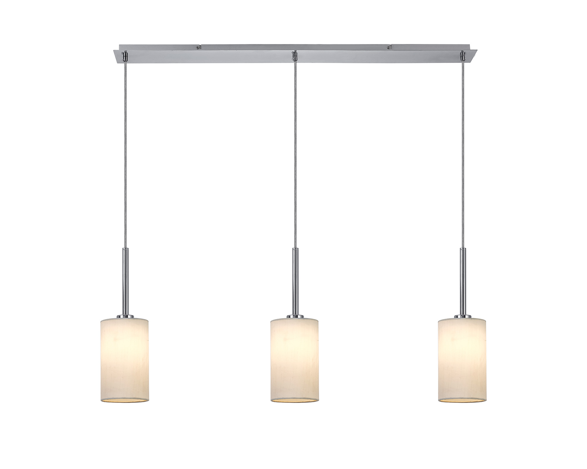 DK0769  Baymont 12cm Shade 3 Light Pendant Polished Chrome, White
